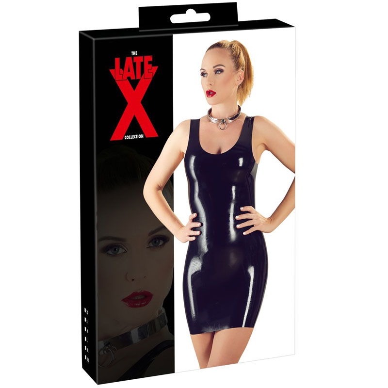 Minikleid aus Latex in der Verpackung