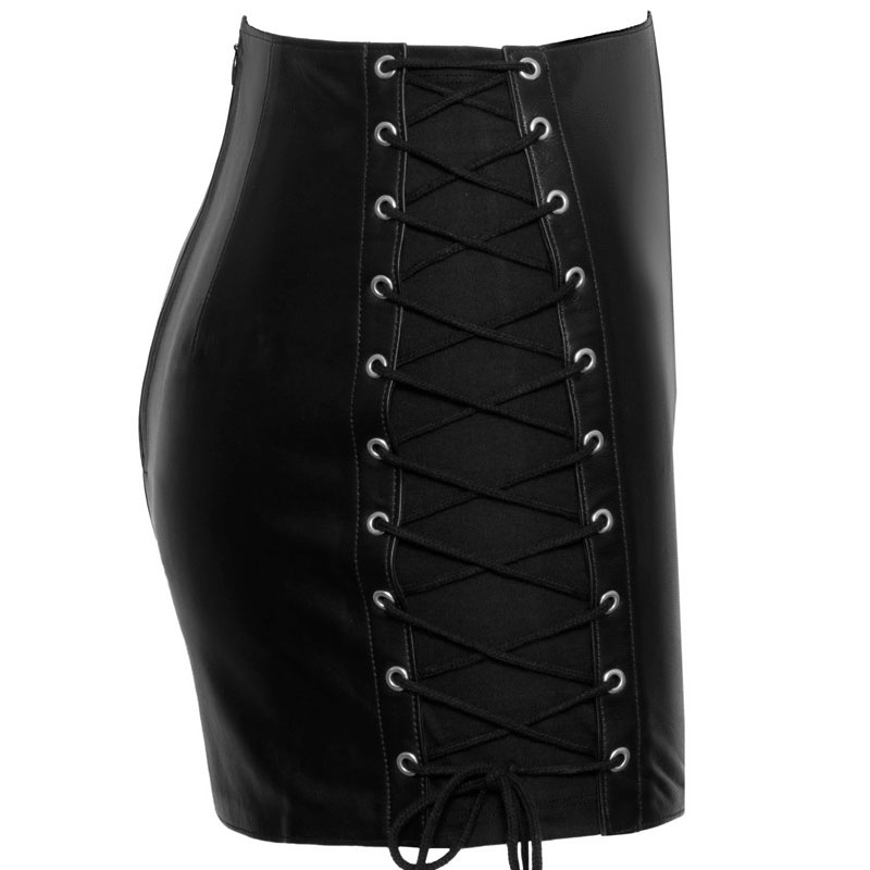 Lederminirock Schnürung im Detail